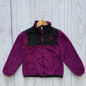 The North Face Girls Denali Fleece Youth Small 7/8 Full Zip Jacket Purple/Black